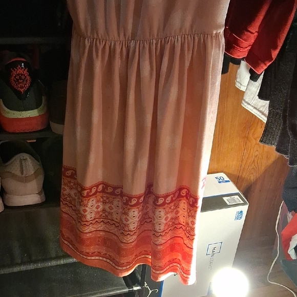 No Boundaries Peach Pink Crochet-Back Midi Dress - Picture 2 of 7